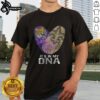 LSU Tigers x New Orleans Saints fingerprint heart T-shirt showcasing Louisiana city sports pride and passion.