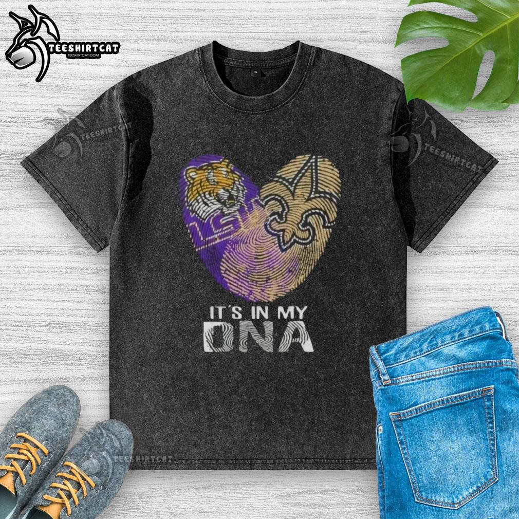 official-louisiana-city-sports-lsu-tigers-x-new-orleans-saints-its-in-my-dna-fingerprint-heart-washed-t-shirt Alt Text: LSU Tigers x New Orleans Saints 'It's In My DNA' heart graphic washed t-shirt, perfect for Louisiana city sports fans.