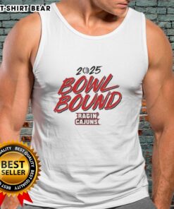Official Louisiana Ragin' Cajuns 2025 Bowl Bound tank top featuring vibrant colors and stylish design for fans.