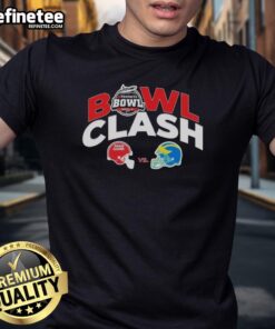 Alt Text: Official Louisiana Ragin' Cajuns vs Delaware Blue Hens 2025 68 Ventures Bowl helmet T-Shirt showcasing team logos.