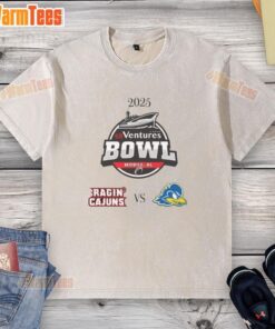 Alt Text: Official Louisiana Ragin' Cajuns vs Delaware Blue Hens 2025 Ventures Bowl washed t-shirt in vibrant colors.