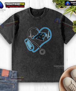 Official Love Carolina Panthers Stethoscope Headphones Fans Washed T-Shirt featuring team colors and logo for passionate supporters.