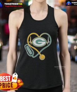 Official Love Green Bay Packers Stethoscope Headphones Fans Tank Top for passionate Packers supporters and healthcare workers.