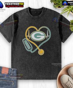 Official Love Green Bay Packers Stethoscope Headphones Fans Washed T-Shirt for NFL supporters and team enthusiasts.