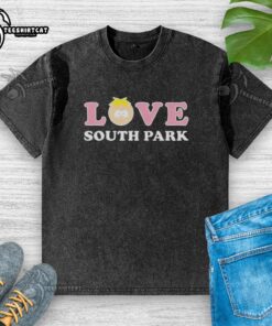 Official Love South Park Washed T-Shirt featuring vibrant graphics of the show's characters on a cozy fabric.