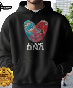 Miami Dolphins hoodie featuring a heart design, showcasing team spirit and love for sports in stylish DNA fingerprint style.
