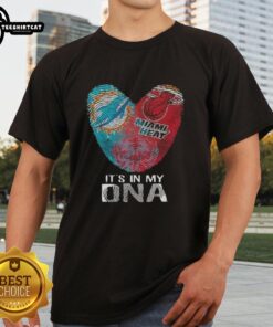 Official Miami Dolphins Heart T-Shirt featuring a unique fingerprint heart design, perfect for sports fans.