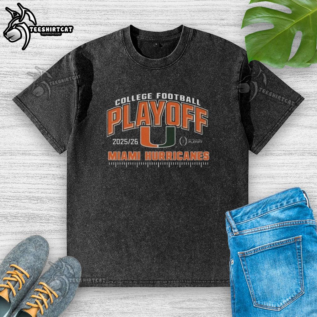 official-miami-hurricanes-2025-college-football-playoffs-washed-t-shirt Alt Text: Official Miami Hurricanes 2025 College Football Playoffs washed t-shirt showcasing team pride and vibrant colors.