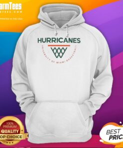 Alt Text: Official Miami Hurricanes basketball logo hoodie featuring vibrant team colors and stylish design for fans.