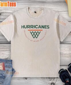 Official Miami Hurricanes basketball logo on a washed t-shirt, perfect for fans and casual wear.