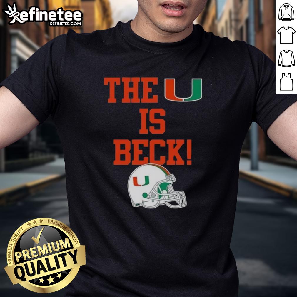 official-miami-hurricanes-football-the-u-is-beck-helmet-t-shirt Alt Text: Official Miami Hurricanes Football The U Is Beck Helmet T-Shirt featuring team colors and iconic logo for fans.