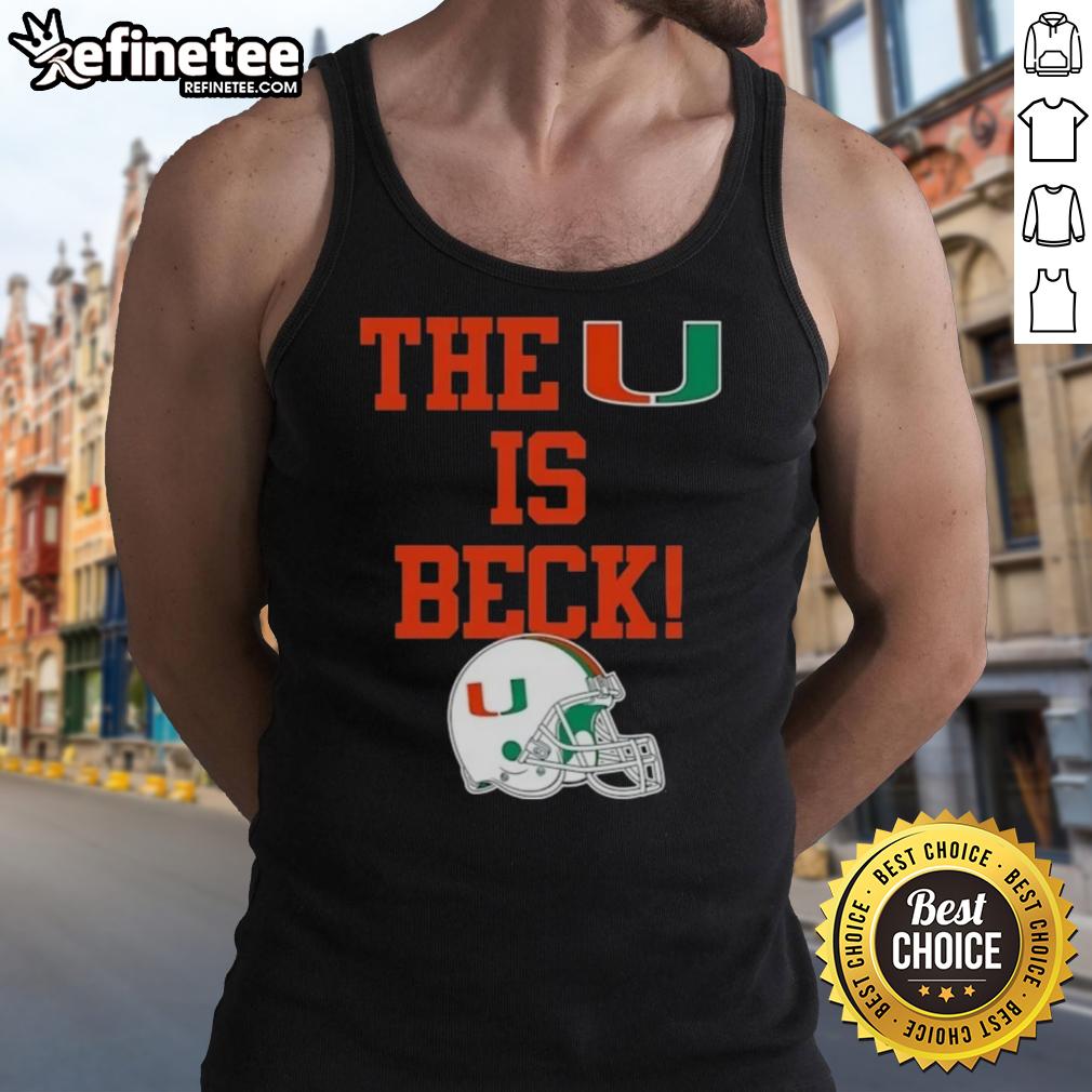 official-miami-hurricanes-football-the-u-is-beck-helmet-tank-top Alt Text: Official Miami Hurricanes Football 'The U Is Beck' helmet tank top showcasing vibrant team colors and logo.
