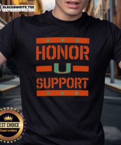 Official Miami Hurricanes Honor Support T-Shirt featuring team colors and logo, perfect for fans and supporters.