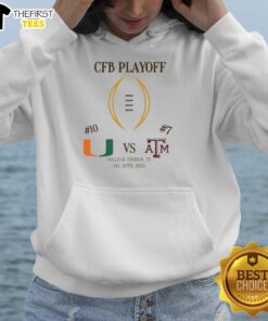 Official Miami Hurricanes Vs Texas A&M Aggies 2025 College Football Playoff Matchup T-Shirt - Image 5