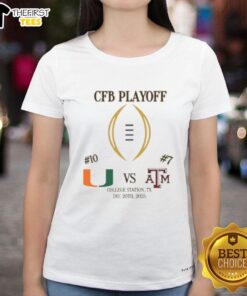 Official Miami Hurricanes Vs Texas A&M Aggies 2025 College Football Playoff Matchup T-Shirt - Image 4
