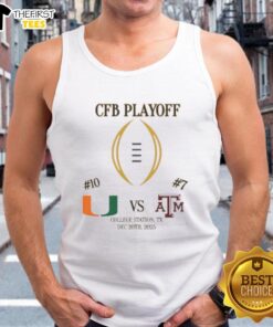 Official Miami Hurricanes Vs Texas A&M Aggies 2025 College Football Playoff Matchup T-Shirt - Image 3