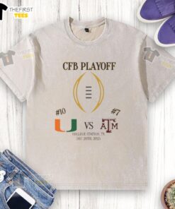 Official Miami Hurricanes Vs Texas A&M Aggies 2025 College Football Playoff Matchup T-Shirt - Image 6