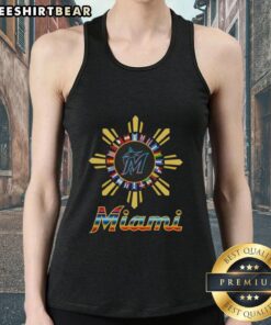 Official Miami Marlins x Hispanic tank top featuring vibrant colors and team logo, perfect for fans and summer wear.