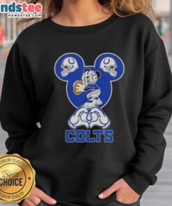 Official Mickey Hands Heart Love sweatshirt for Indianapolis Colts football fans, perfect for game day style.