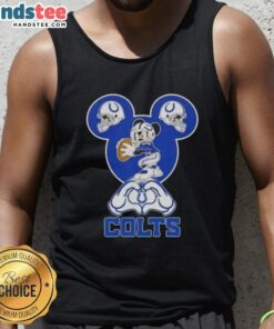 Official Mickey Hands Heart Love Indianapolis Colts Football Tank Top featuring Mickey Mouse design and Colts logo.