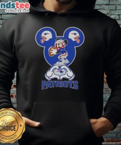 Alt Text: Official Mickey Hands Heart Love New England Patriots Football Hoodie, perfect for fans showing team spirit.