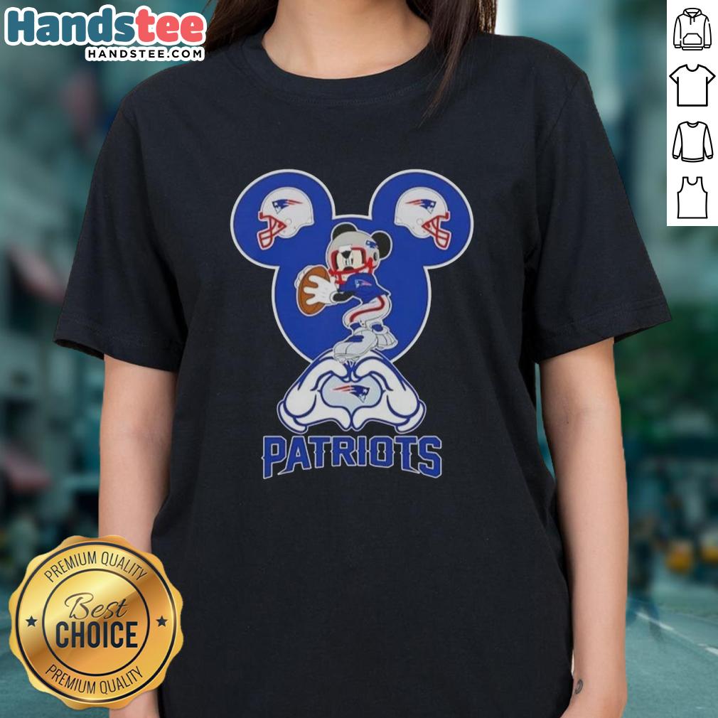 official-mickey-hands-heart-love-new-england-patriots-football-ladies-tee Official Mickey Hands Heart Love New England Patriots Football Ladies Tee design featuring Mickey Mouse and team colors.
