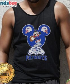 Alt Text: Official Mickey Hands Heart Love New England Patriots Football Tank Top for fans showcasing team spirit and style.