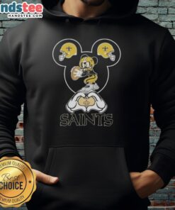 Official Mickey Hands Heart Love hoodie for New Orleans Saints football fans, showcasing team spirit and style.