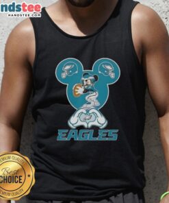 Official Mickey Hands Heart Love Philadelphia Eagles Football Tank Top showcasing team spirit and Disney charm.