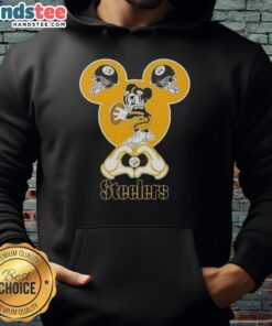 Official Mickey Hands Heart Love Pittsburgh Steelers Football Hoodie, featuring a stylish design for fans.