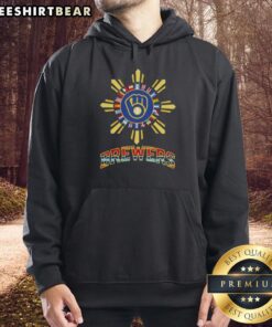 Official Milwaukee Brewers X Hispanic hoodie featuring vibrant colors and team logo, perfect for baseball fans.