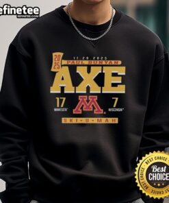 Official Minnesota Golden Gophers sweatshirt featuring Paul Bunyan's Axe, celebrating the 2025 game against Wisconsin Badgers.