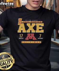 Official Minnesota Golden Gophers Ski-U-Mah T-Shirt featuring Paul Bunyan's Axe for the 17-7 Wisconsin Badgers game.