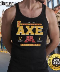 Alt Text: Official Minnesota Golden Gophers tank top featuring Paul Bunyan's Axe, celebrating the 2025 game against Wisconsin Badgers.