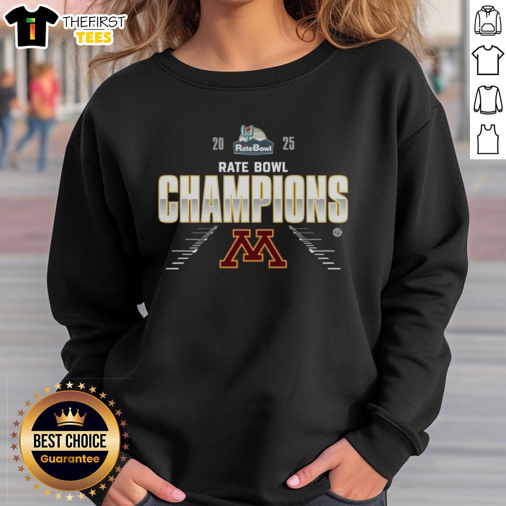 official-minnesota-golden-gophers-2025-rate-bowl-sweatshirt Official Minnesota Golden Gophers 2025 Rate Bowl sweatshirt featuring team colors and logo, perfect for fans.