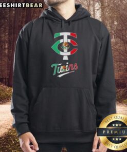 Alt Text: Official Minnesota Twins baseball hoodie featuring the Mexican flag design, perfect for fans and stylish wear.