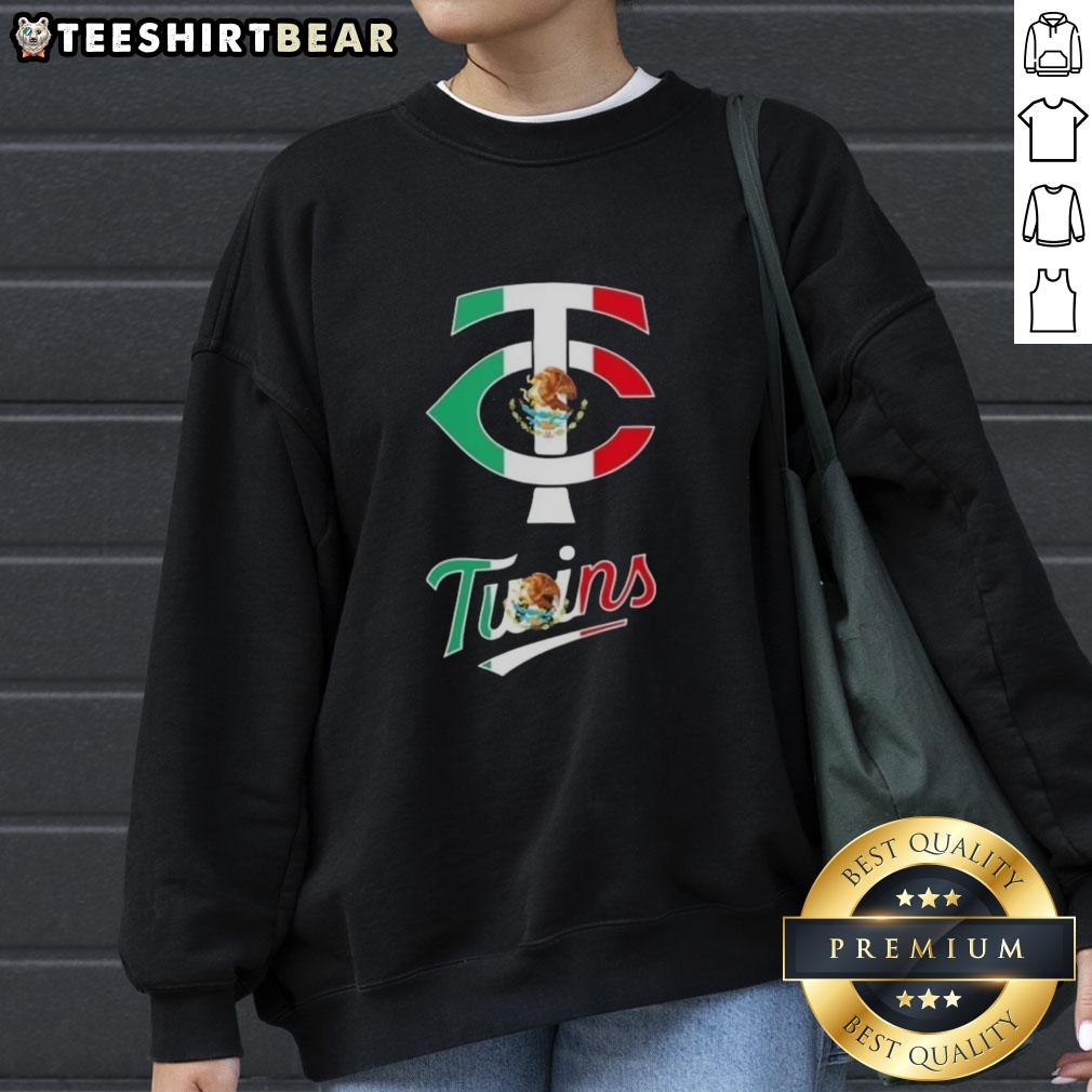 official-minnesota-twins-baseball-x-mexican-flag-sweatshirt Official Minnesota Twins baseball sweatshirt featuring a vibrant Mexican flag design, perfect for fans and style enthusiasts.