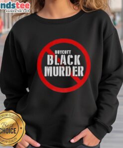 Official Mysonne Linen Boycott Black Murder Sweatshirt featuring bold graphics and a stylish black design.