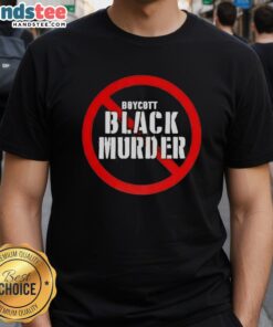 Alt Text: Official Mysonne Linen Boycott Black Murder T-Shirt featuring bold graphics promoting social justice and awareness.