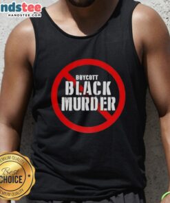 Mysonne Linen Boycott Black Murder Tank Top featuring bold graphics and a stylish design for casual wear.