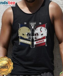 Official Navy Midshipmen vs Cincinnati Bearcats 2025 Autozone Liberty Bowl head-to-head helmet tank top design.
