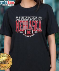 Official Nebraska Huskers Football 2025 Salute to Veterans Bowl Ladies Tee showcasing team spirit and patriotism.