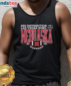 Alt Text: Official Nebraska Huskers Football 2025 IS4S Salute to Veterans Bowl tank top showcasing team spirit and patriotism.