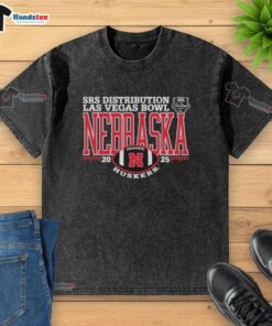 Official Nebraska Huskers Football 2025 IS4S Salute to Veterans Bowl washed t-shirt in red, featuring team logo.