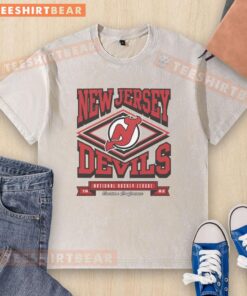 Official New Jersey Devils Heater Washed T-Shirt featuring team logo and vibrant colors, perfect for fans.