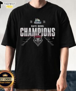 Official New Mexico Lobos 2025 Rate Bowl T-Shirt featuring team colors and logo for fans and supporters.