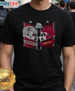 Official New Mexico Lobos vs. Minnesota Golden Gophers 2025 Rate Bowl helmet T-shirt featuring team logos and colors.
