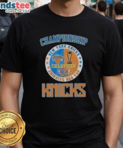 Official New York Knicks Championship Emirates NBA Cup 2025 T-Shirt featuring team colors and logo for fans.