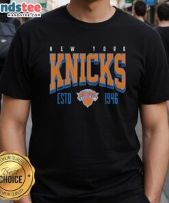 Official New York Knicks NBA Battle Tested T-Shirt established 1946, featuring team logo and stylish design.