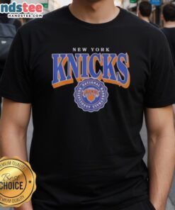 Official New York Knicks NBA T-Shirt featuring team logo and colors, perfect for fans and game day attire.